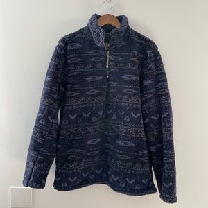 Large blue patterned Sherpa pullover